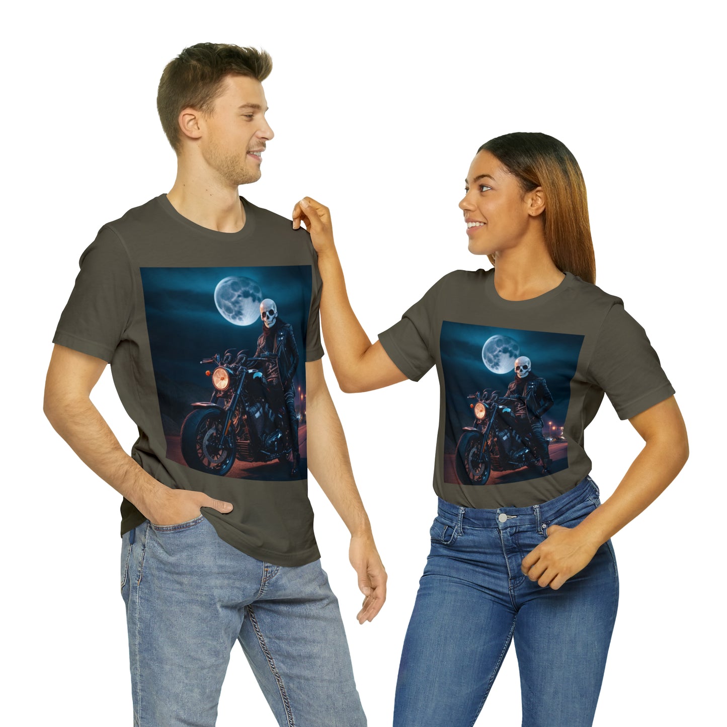 Camiseta de manga corta Unisex Jersey - Halloween Motociclista AI - 02