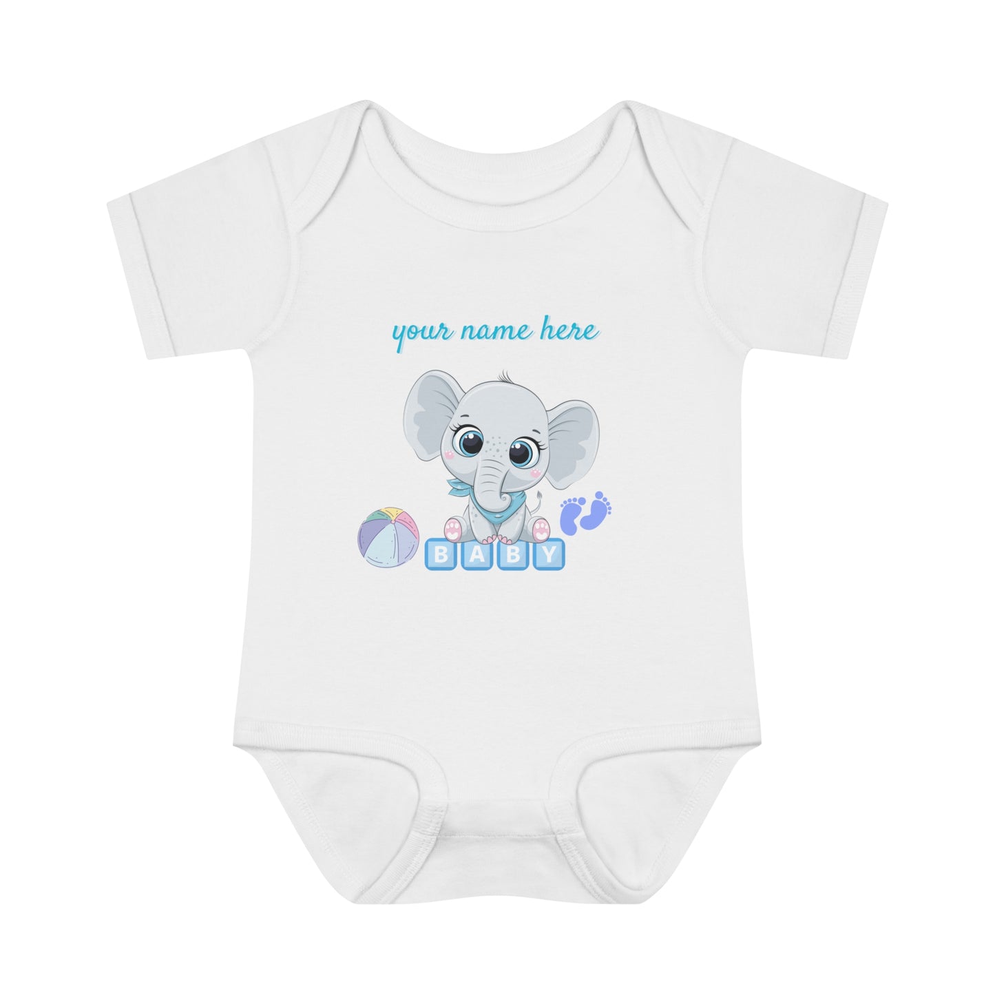 Body côtelé pour bébé - Bébé éléphant - Personnalisé - 01