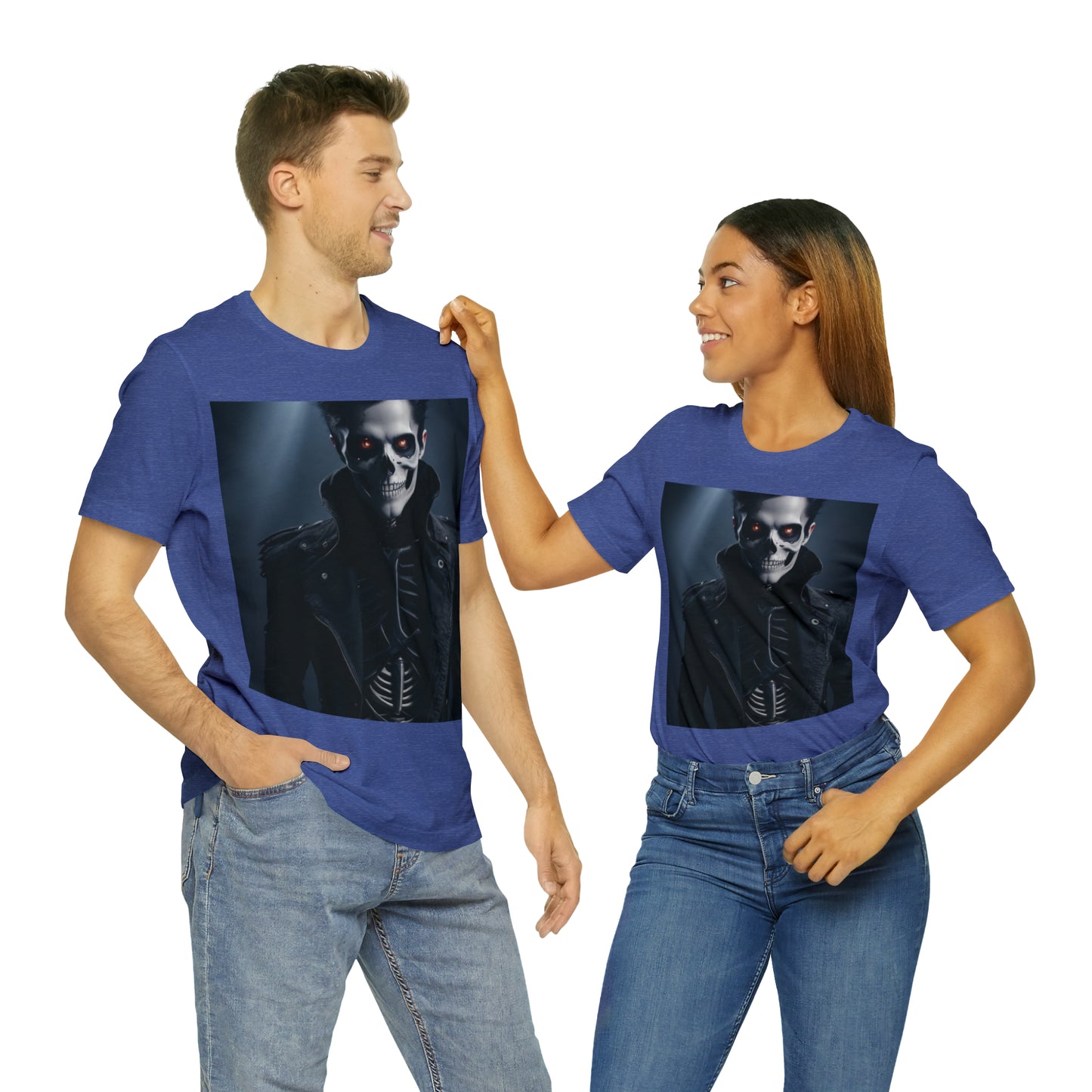 Unisex Jersey Short Sleeve Tee - Halloween Skeleton man AI - 02