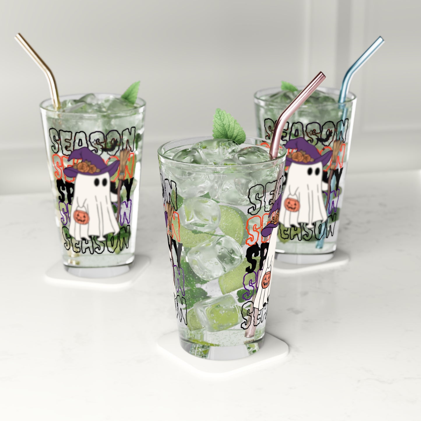 Vaso de pinta, 16 oz - Halloween - Pequeño fantasma - 13