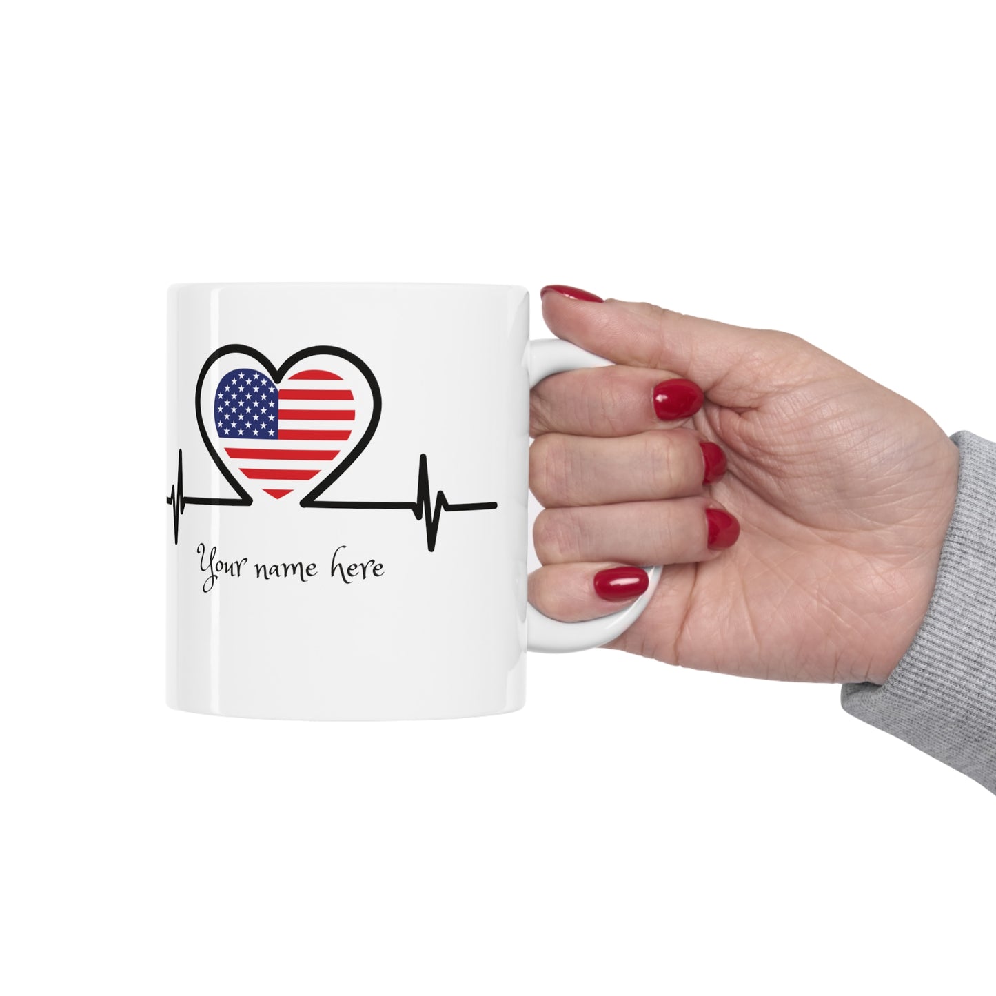 Taza de cerámica 11 oz - Personalizada - Bandera de Estados Unidos