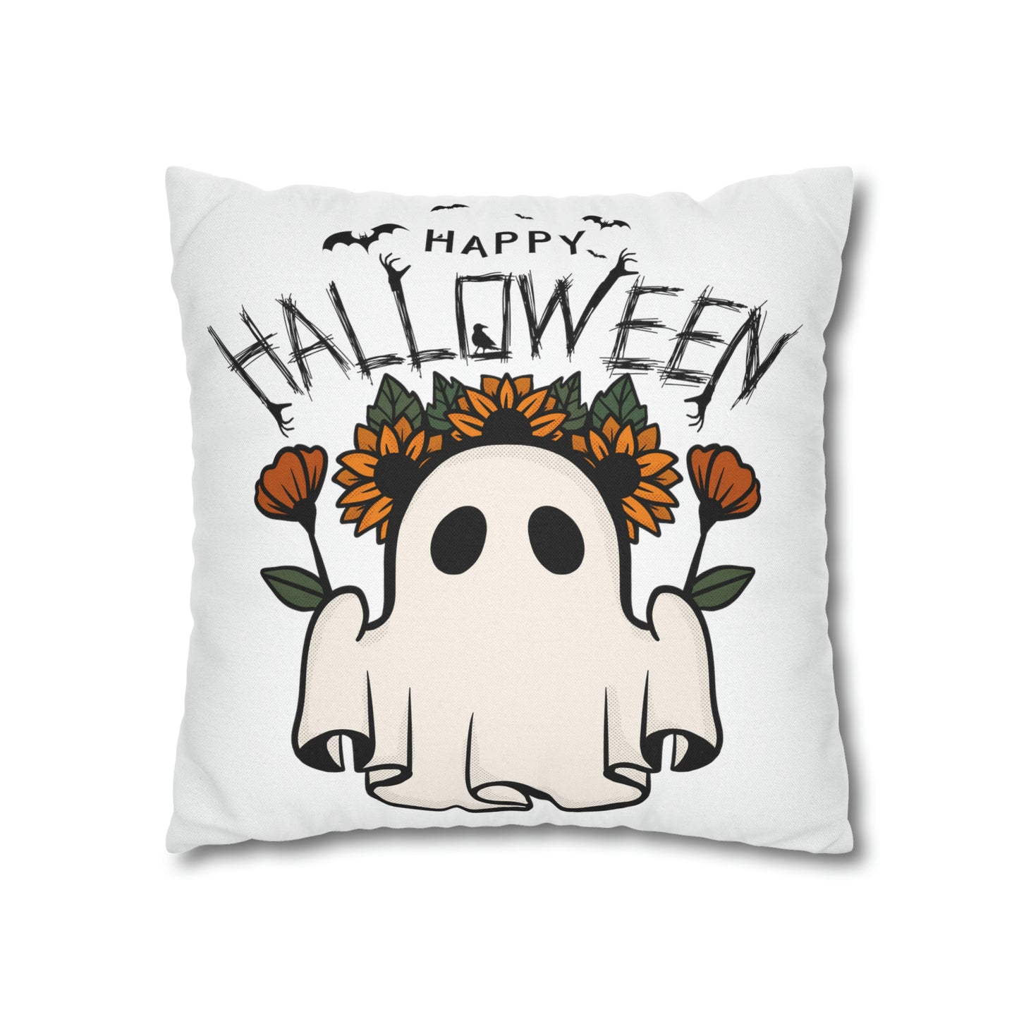 Spun Polyester Square Pillow Case - Halloween - Little Ghost - 01/03