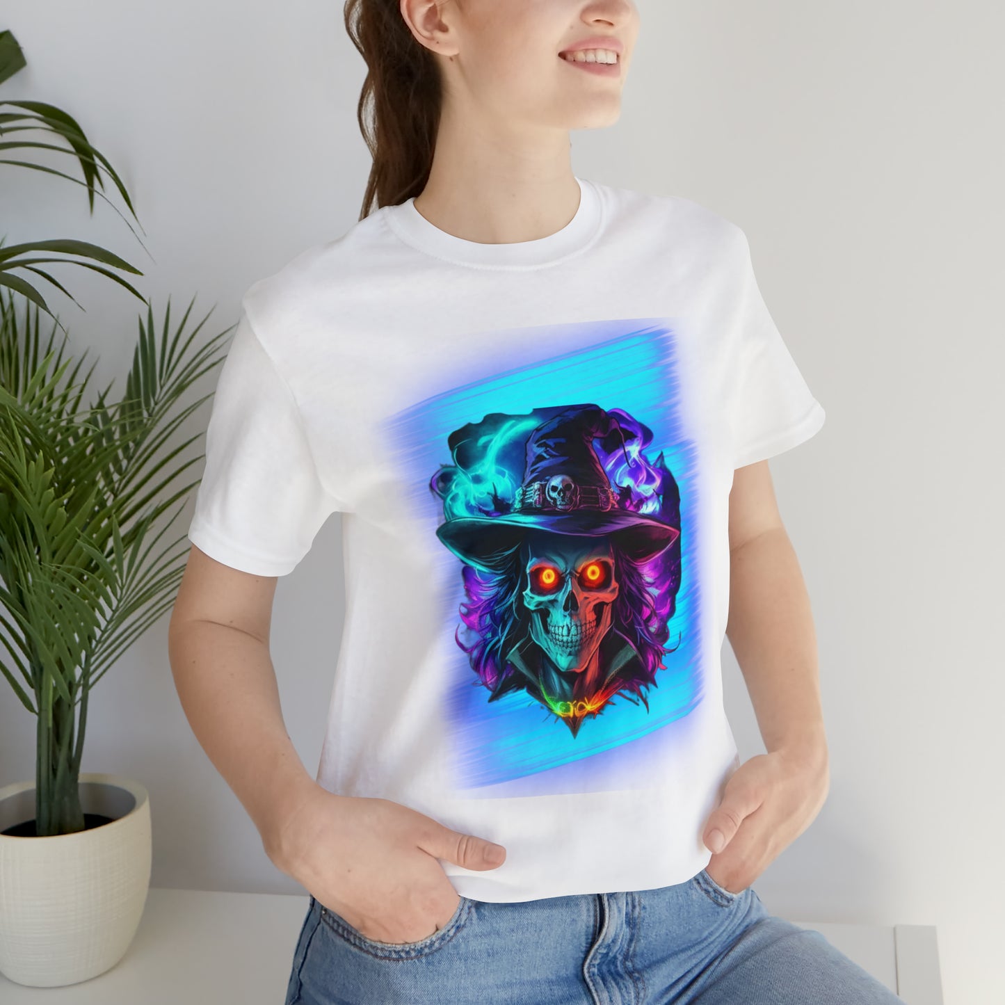Camiseta de manga corta unisex Jersey - Calaveras de brujas de Halloween - 08