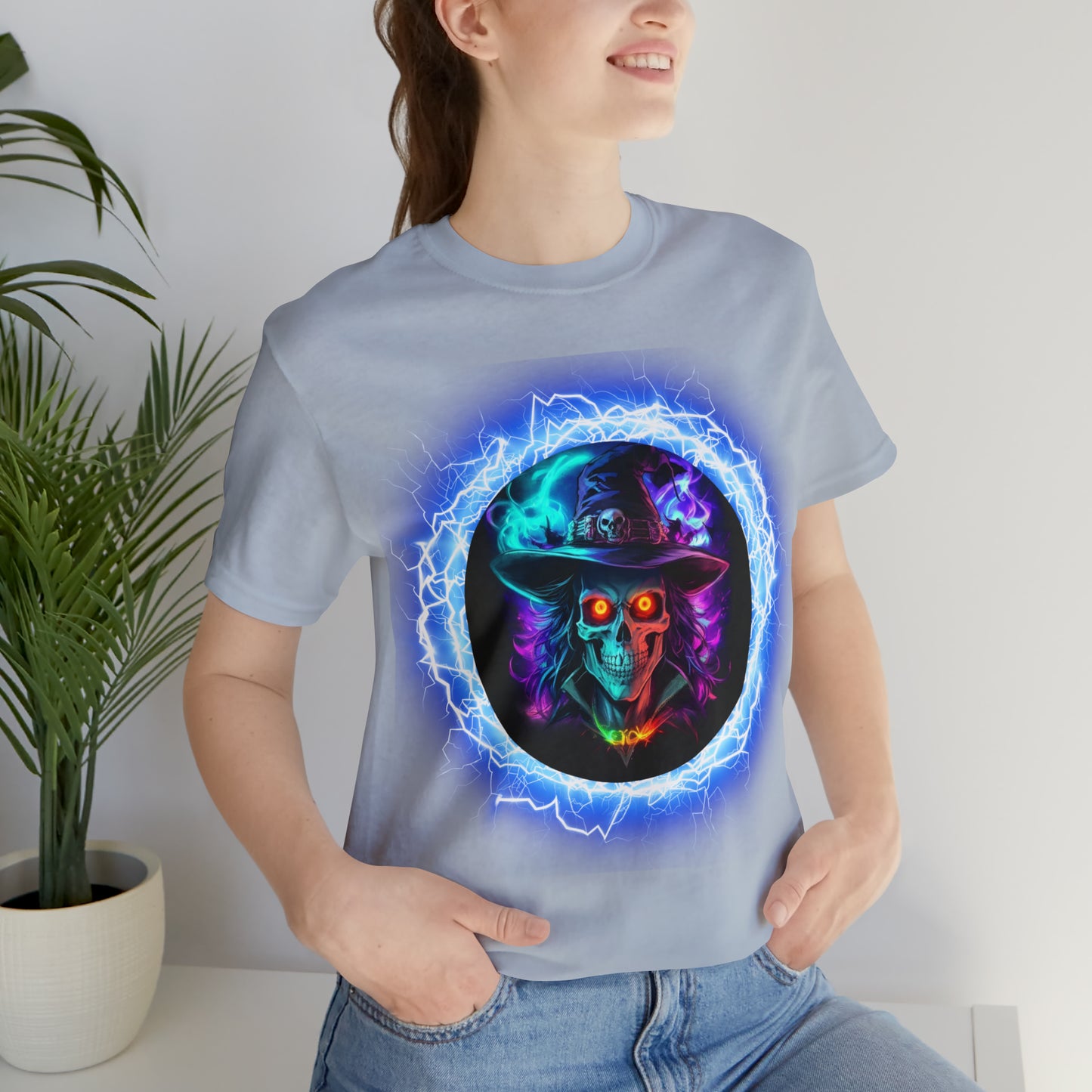 Camiseta de manga corta unisex Jersey - Calaveras de brujas de Halloween - 06