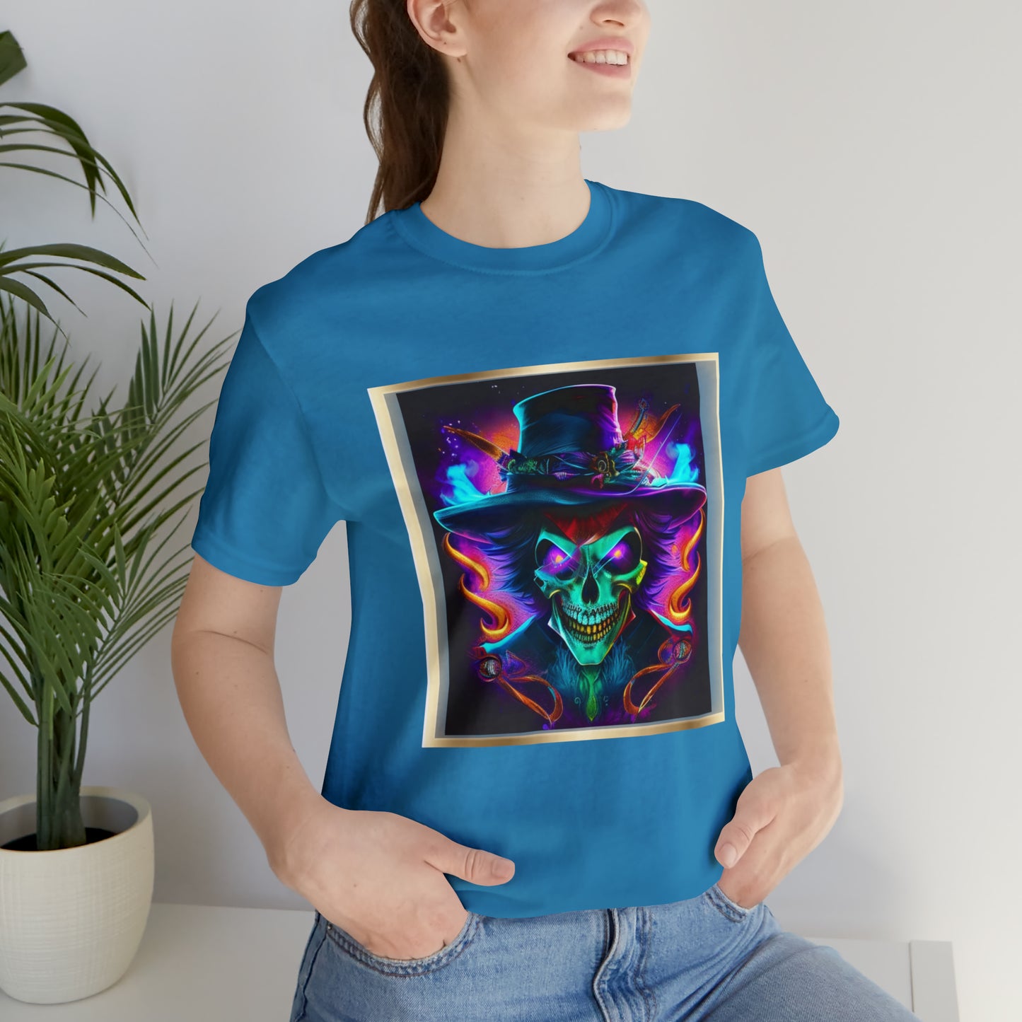 Camiseta de manga corta unisex Jersey - Calaveras de brujas de Halloween - 09