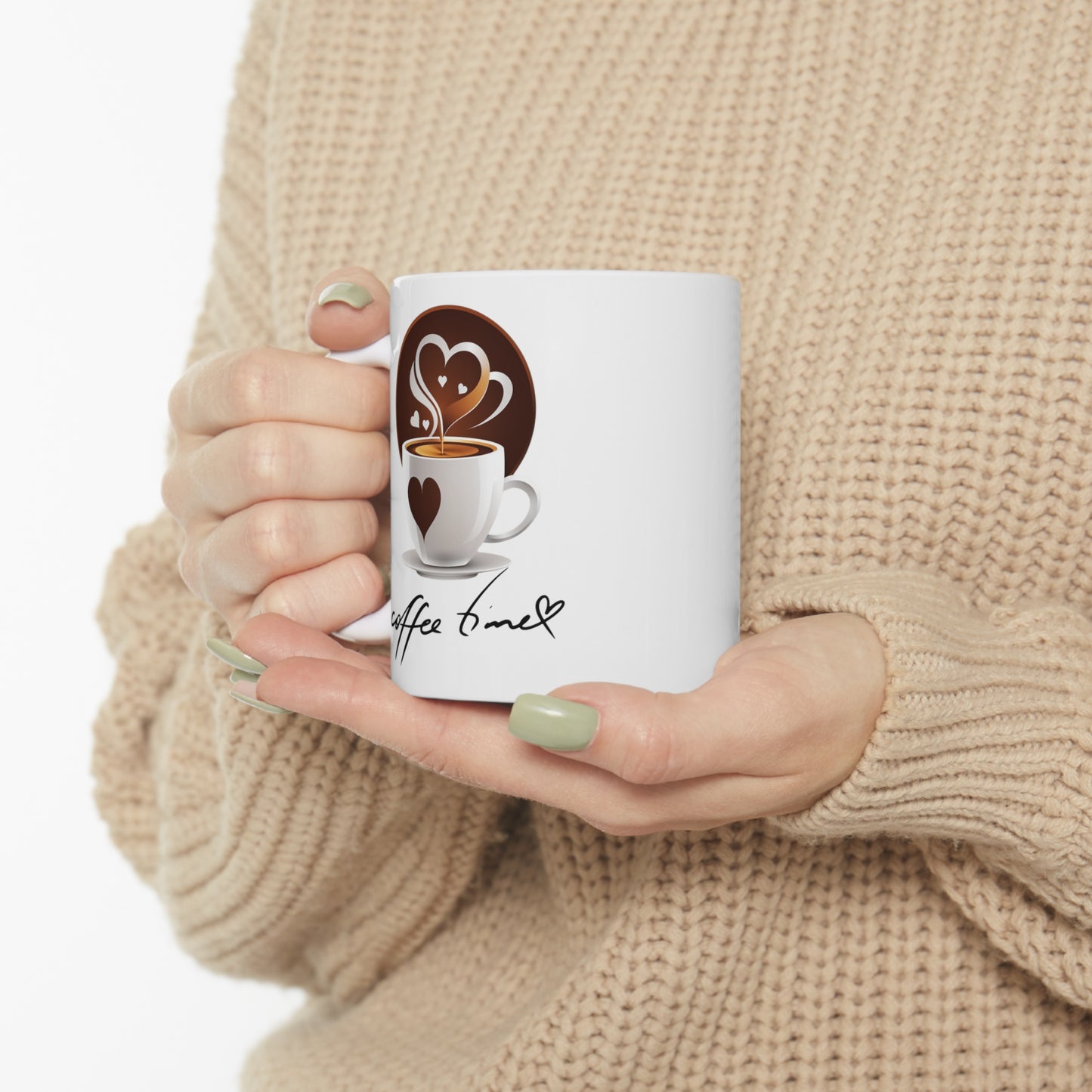 Taza de Cerámica 11oz - Café y corazón