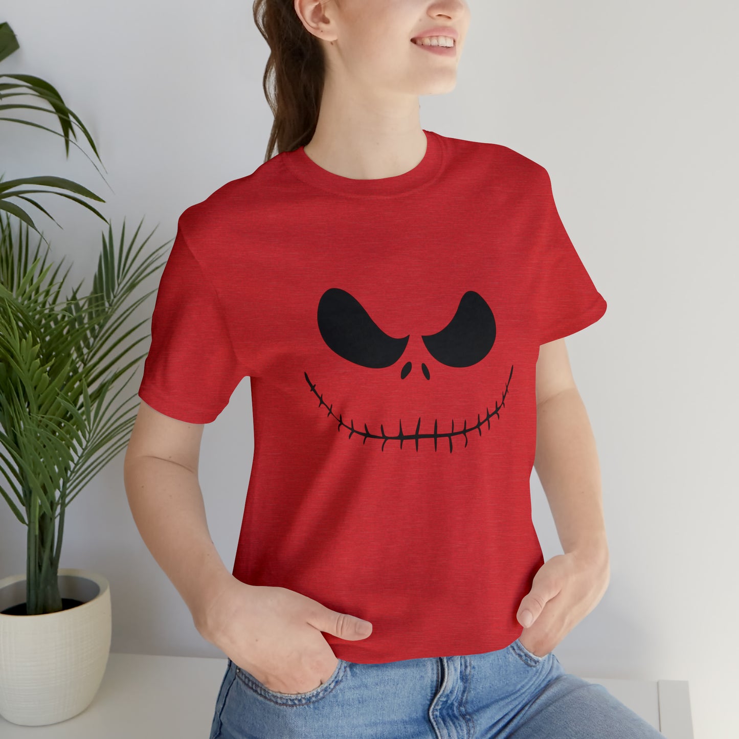 Camiseta de manga corta Unisex Jersey - Cara de terror de Halloween - 02