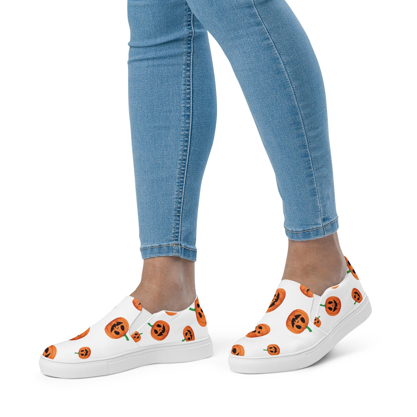 Chaussures à enfiler en toile pour femmes - Halloween - Citrouilles