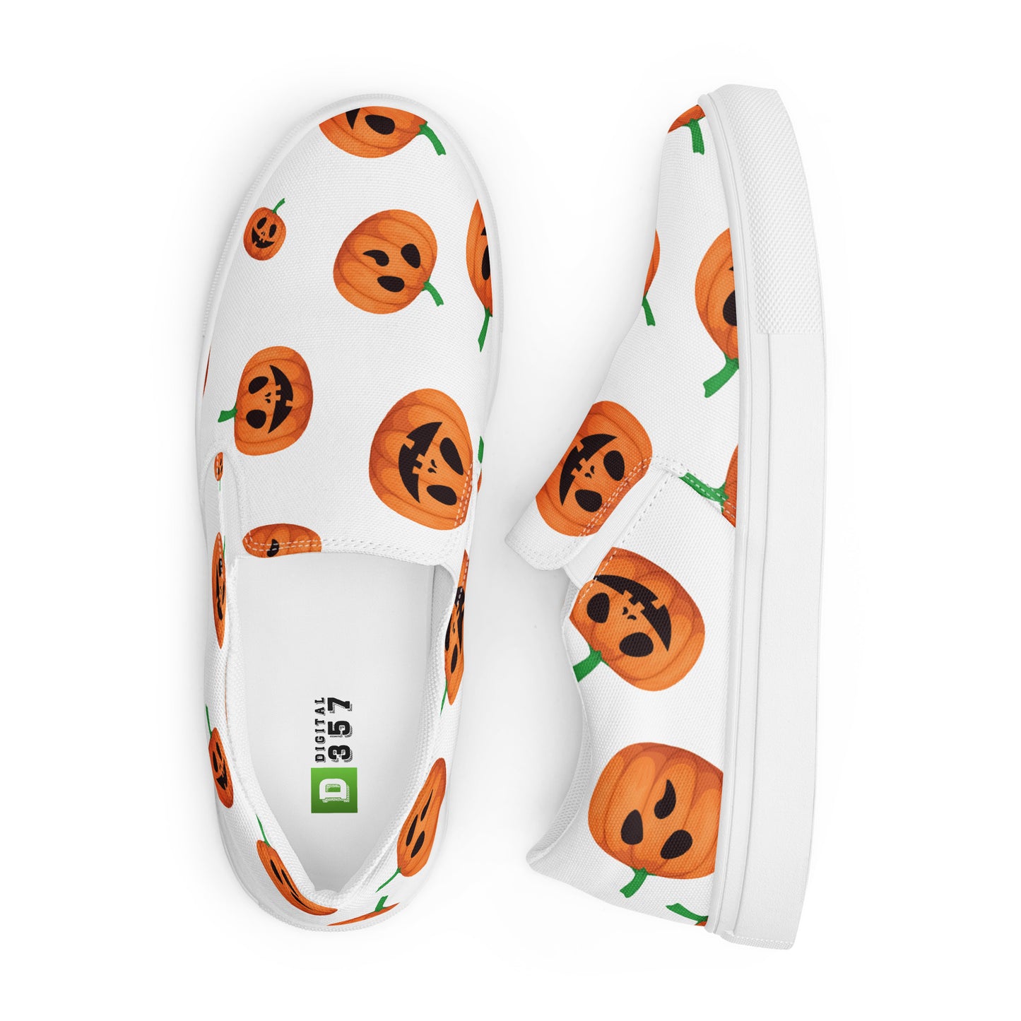 Chaussures à enfiler en toile pour femmes - Halloween - Citrouilles