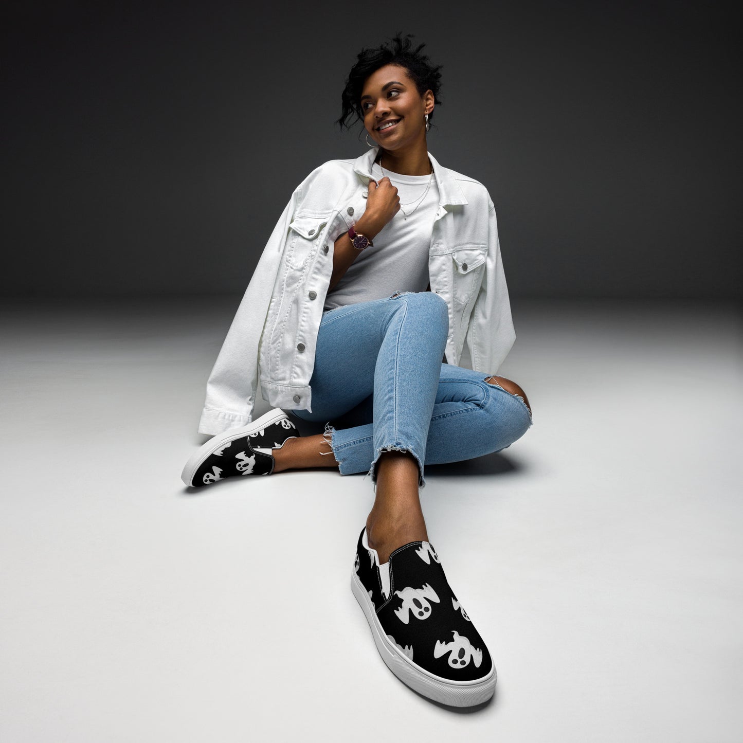 Chaussures à enfiler en toile pour femmes - Halloween - Fantômes