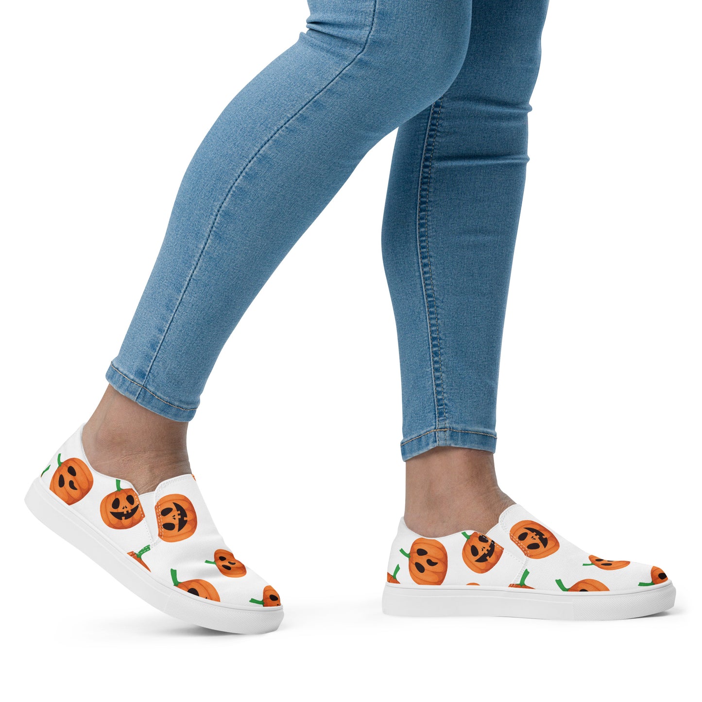 Chaussures à enfiler en toile pour femmes - Halloween - Citrouilles