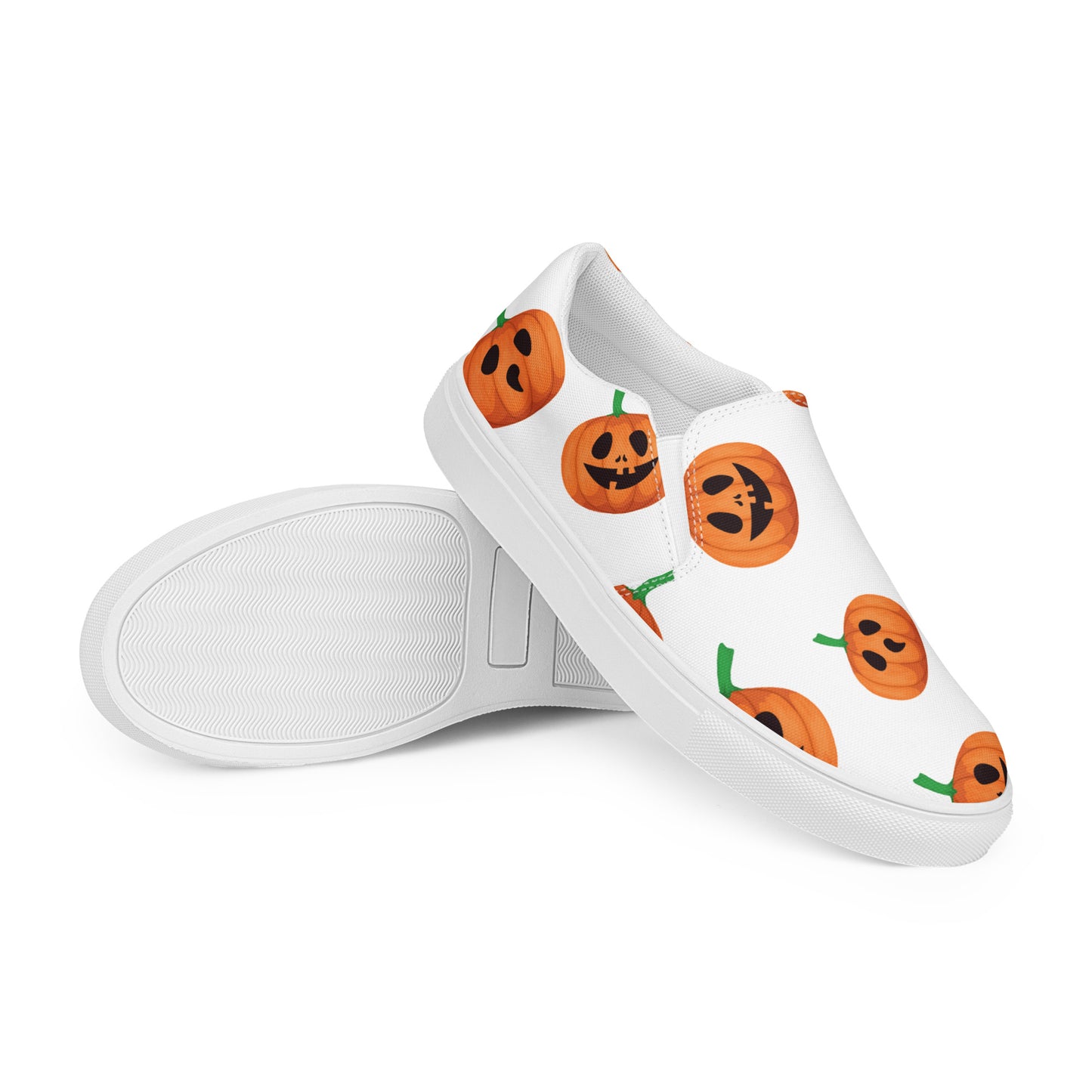Chaussures à enfiler en toile pour femmes - Halloween - Citrouilles