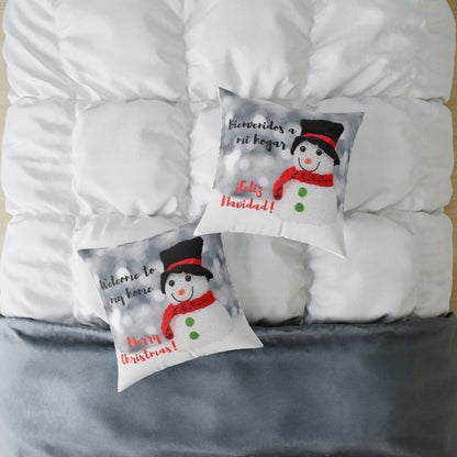 Spun Polyester Pillow - Merry Christmas - Snowman