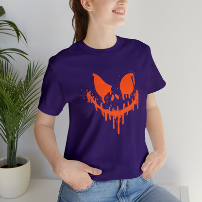 Camiseta de manga corta Unisex Jersey - Cara de terror de Halloween - 01