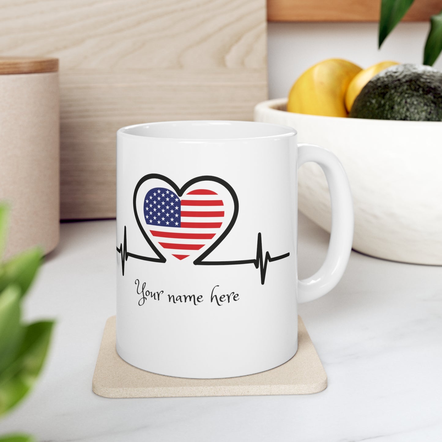 Taza de cerámica 11 oz - Personalizada - Bandera de Estados Unidos