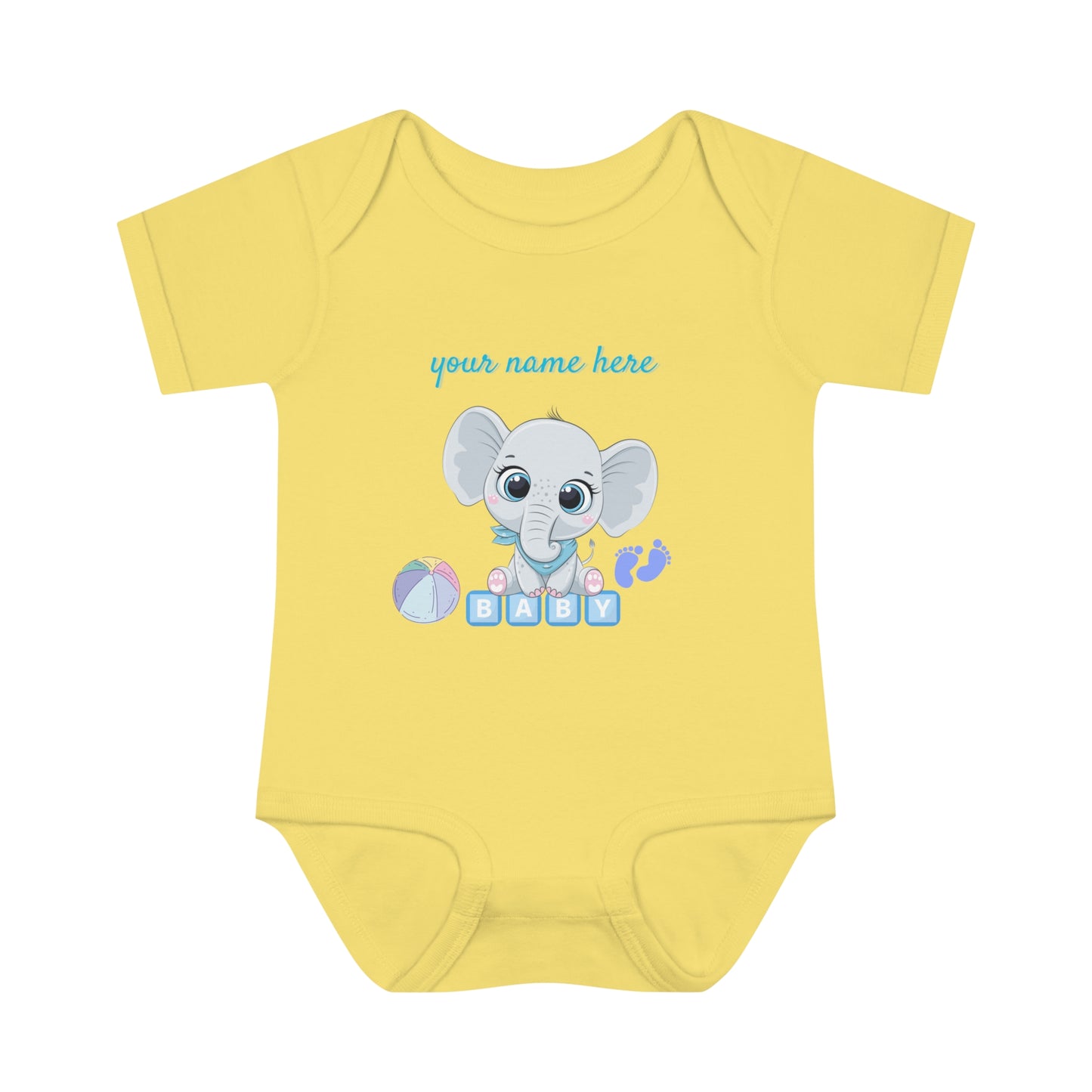 Body de costilla para bebé infantil - Elefante bebé - Personalizado - 01