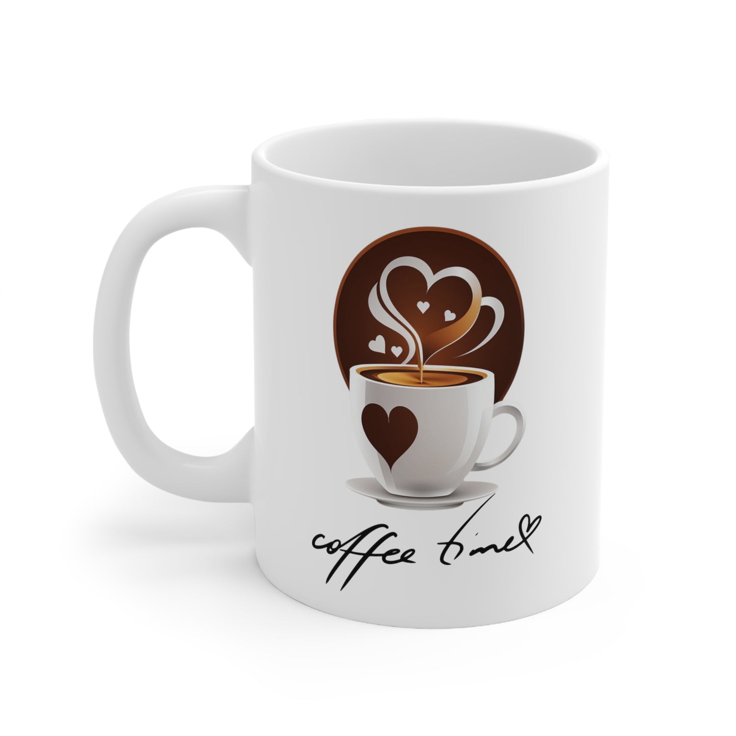Ceramic Mug 11oz - Coffee and heart