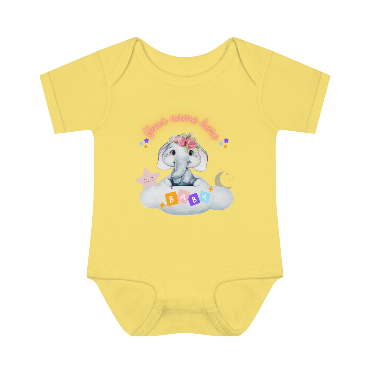 Infant Baby Rib Bodysuit - Baby elephant - Custom - 03