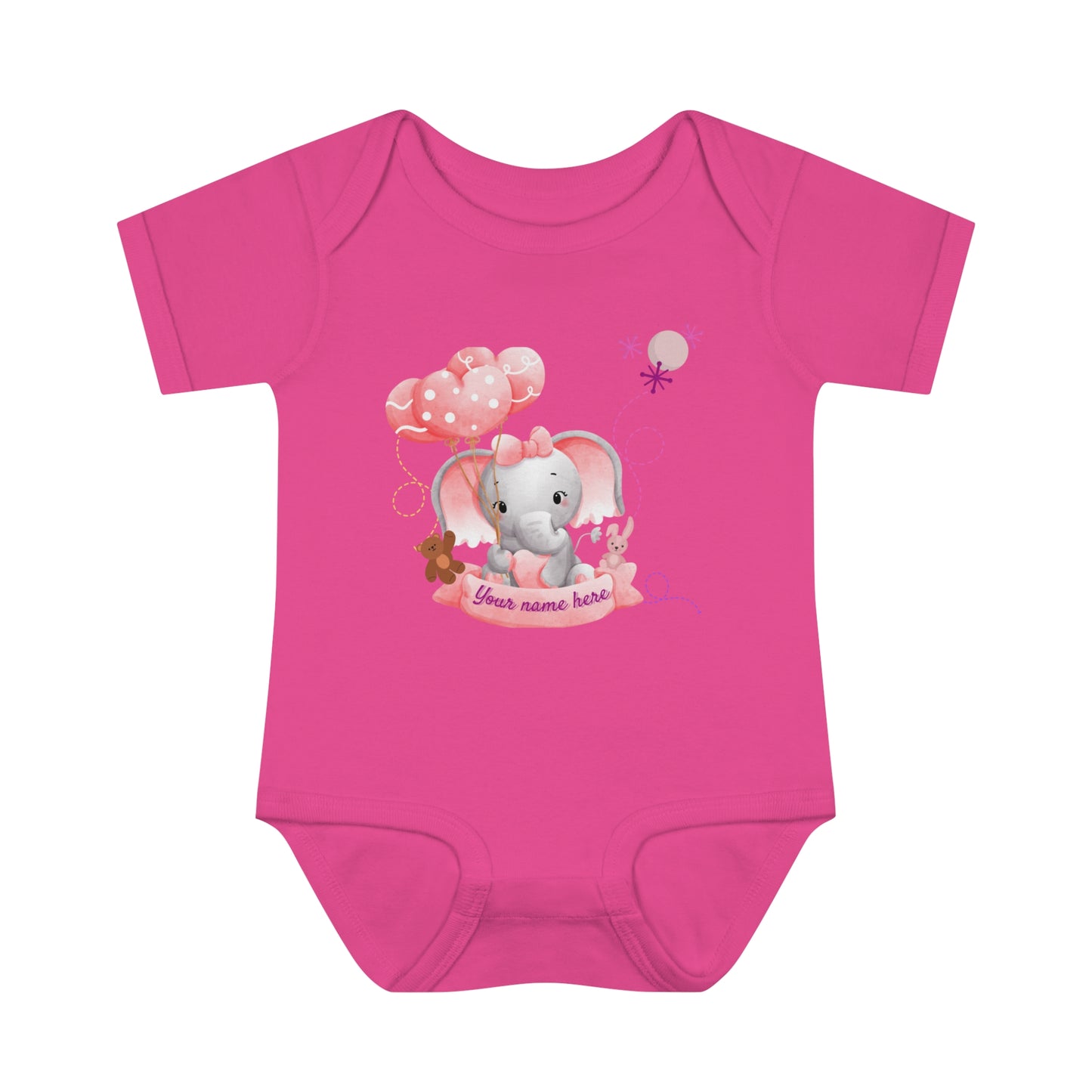 Infant Baby Rib Bodysuit - Baby elephant - Custom - 02