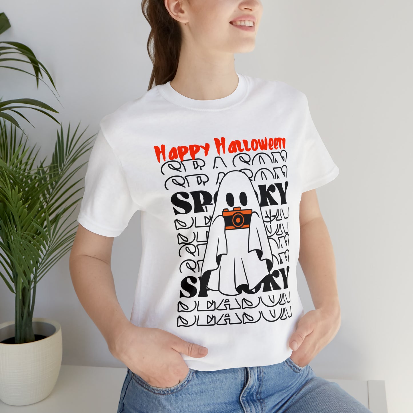 Camiseta de manga corta de jersey unisex - Halloween - Pequeño fantasma - 08