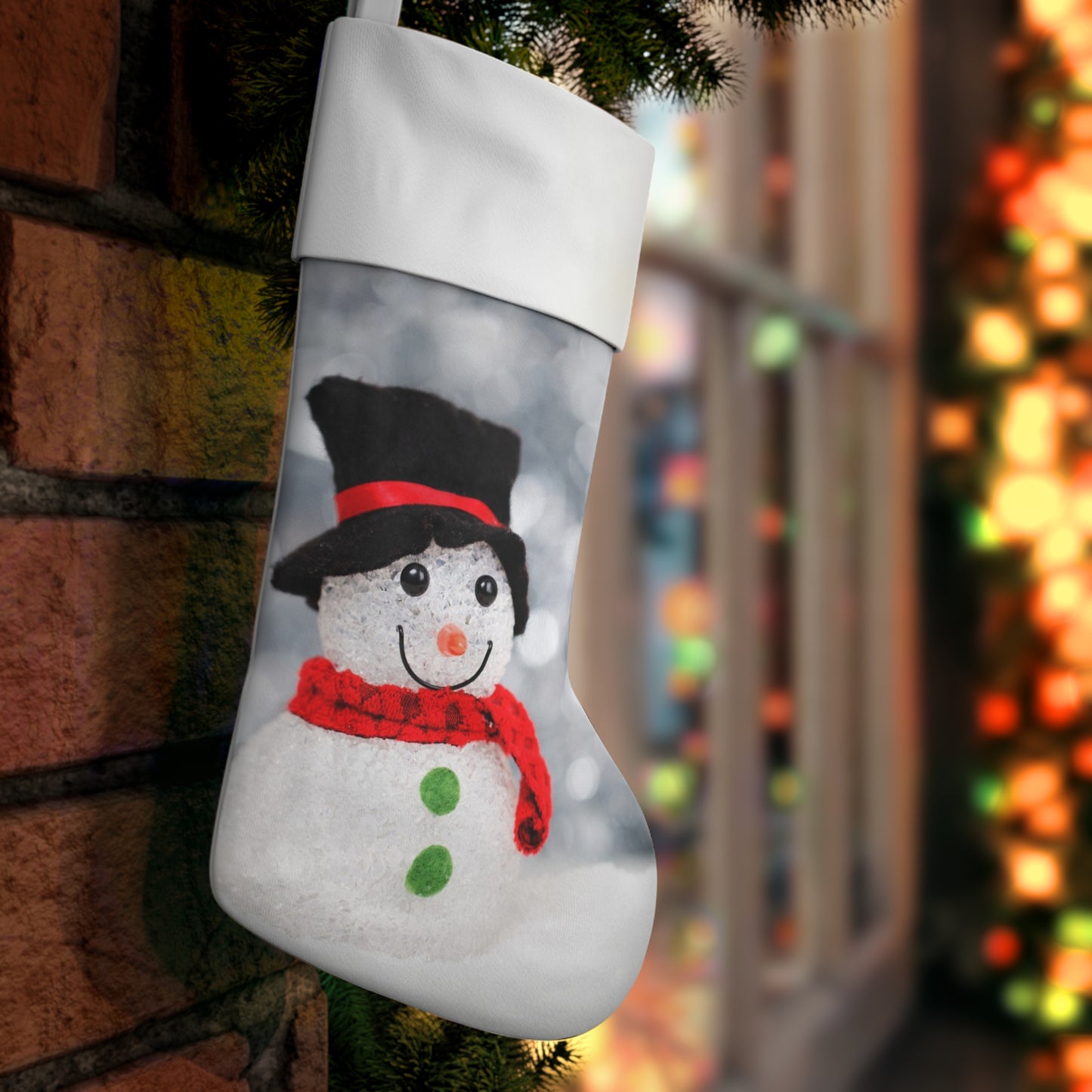 Calcetín navideño - Feliz Navidad - Muñeco de nieve