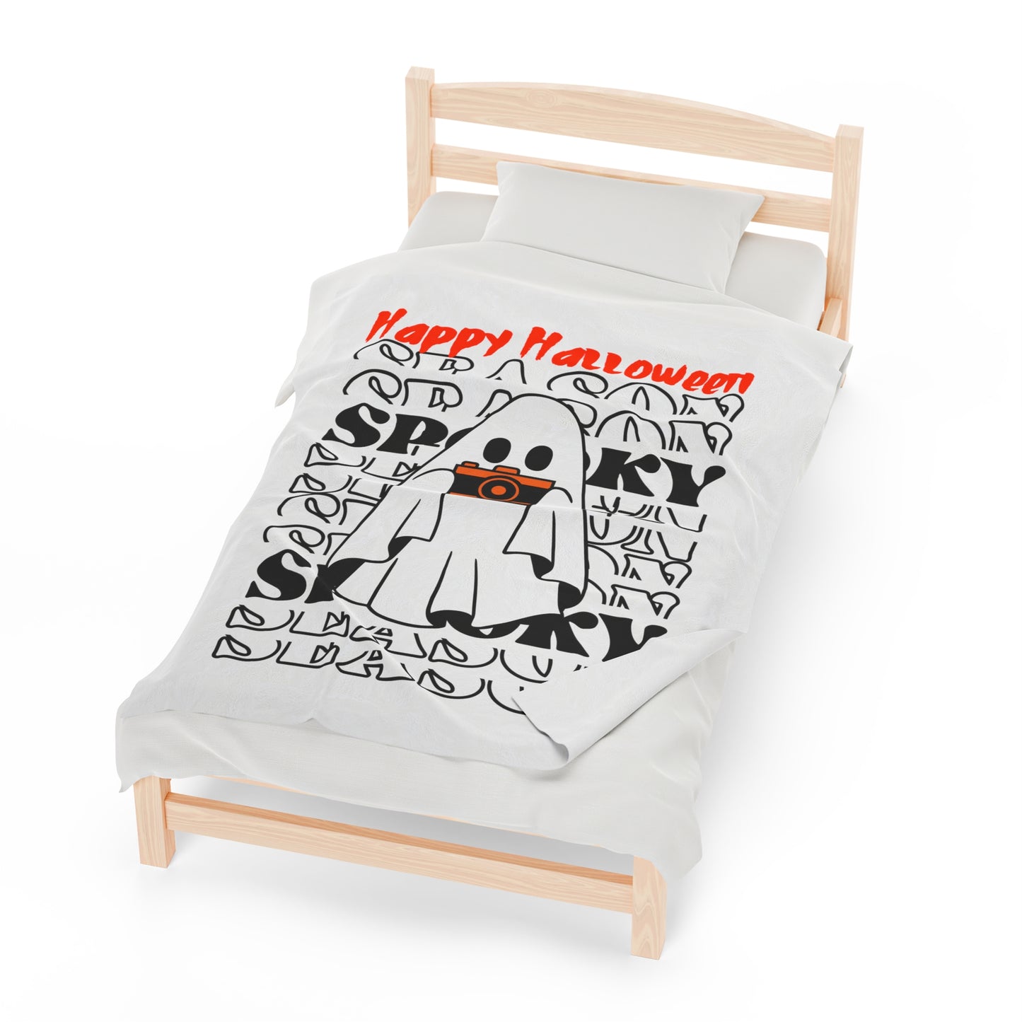 Couverture en Peluche Velours - Halloween - Petit Fantôme - 08