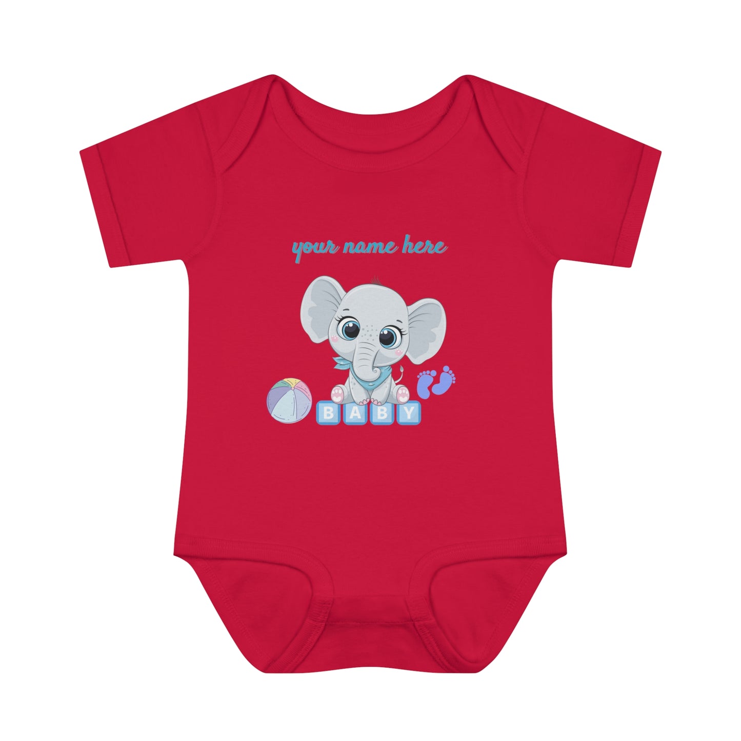 Infant Baby Rib Bodysuit - Baby elephant - Custom - 01