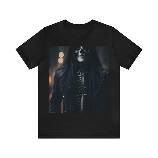Tee-shirt à manches courtes en jersey unisexe - Halloween Skeleton man AI - 01