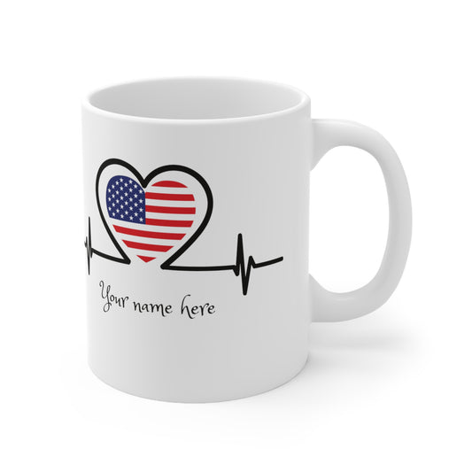 Mug en céramique 11 oz - Personnalisé - Drapeau des États-Unis