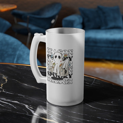 Frosted Glass Beer Mug - Halloween - Little Ghost - 05