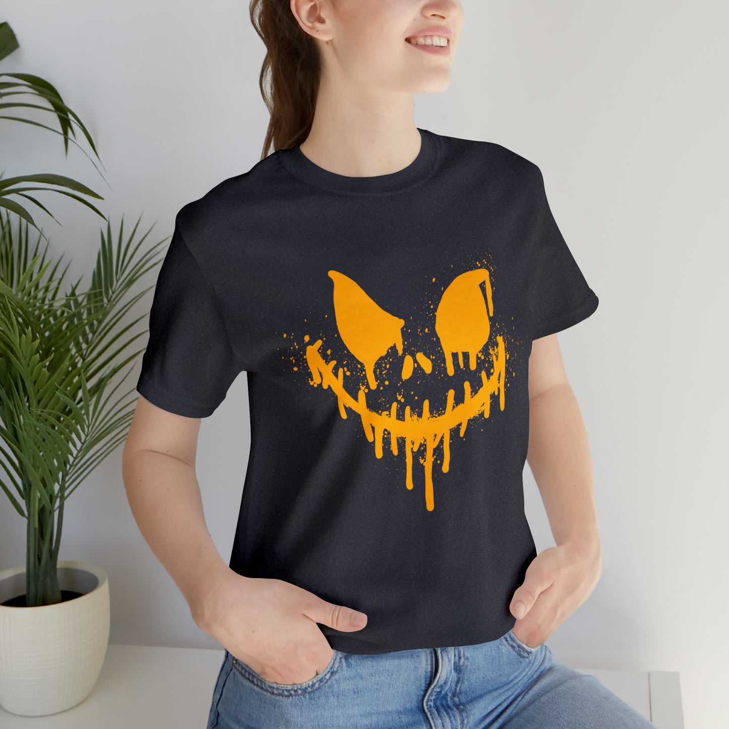 Camiseta de manga corta Unisex Jersey - Cara de terror de Halloween - 03