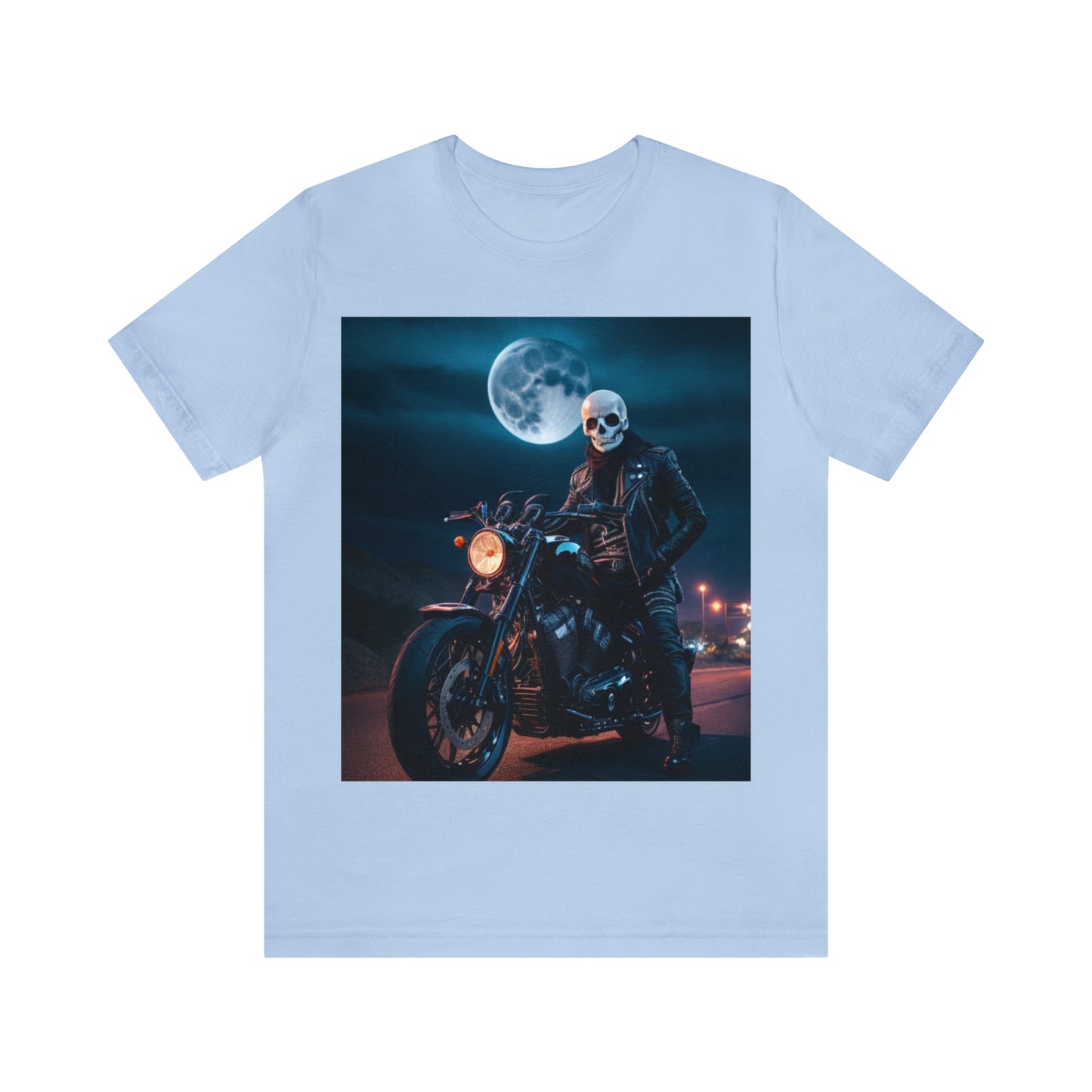 Tee-shirt à manches courtes en jersey unisexe - Halloween Motorcyclist AI - 02