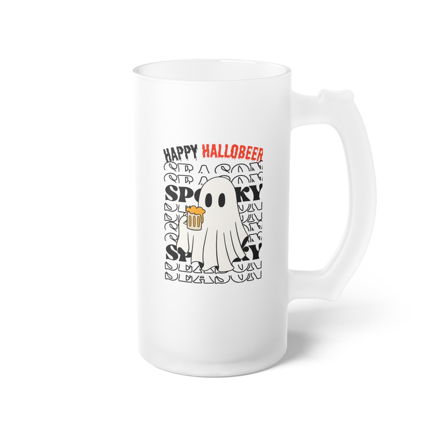 Frosted Glass Beer Mug - Halloween - Little Ghost - 01