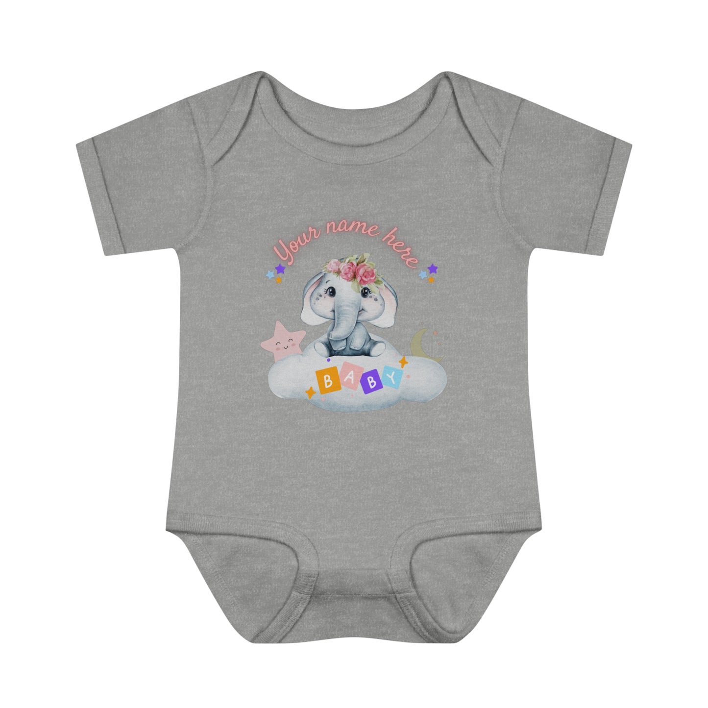Body de costilla para bebé infantil - Elefante bebé - Personalizado - 03
