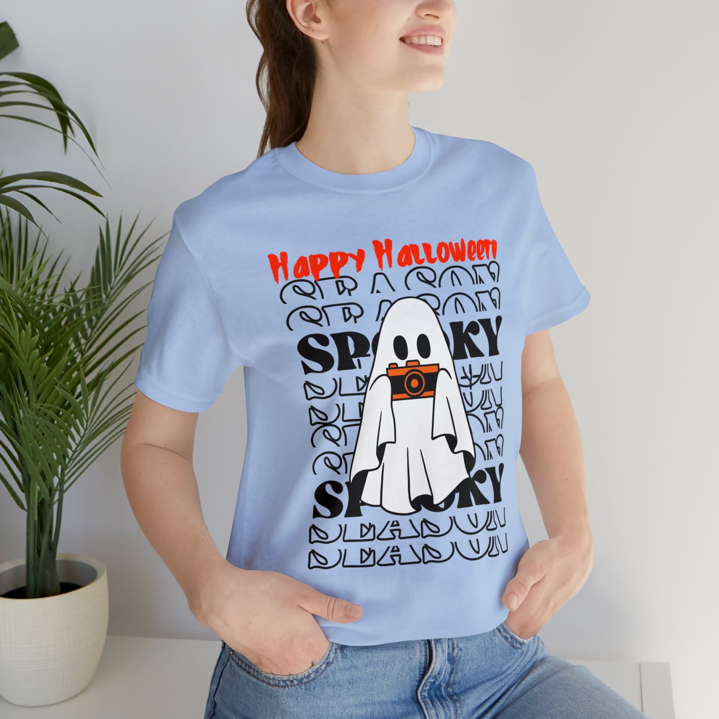 Camiseta de manga corta de jersey unisex - Halloween - Pequeño fantasma - 08