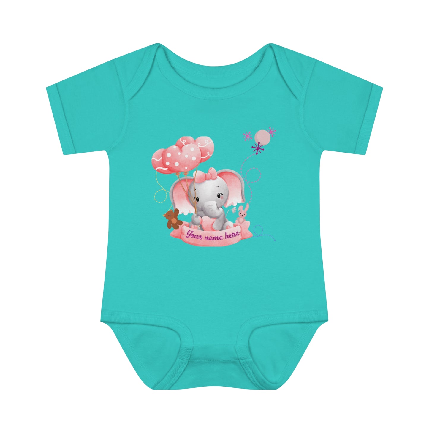 Infant Baby Rib Bodysuit - Baby elephant - Custom - 02