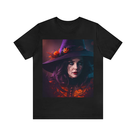 Tee-shirt à manches courtes en jersey unisexe - Halloween Witch AI - 05