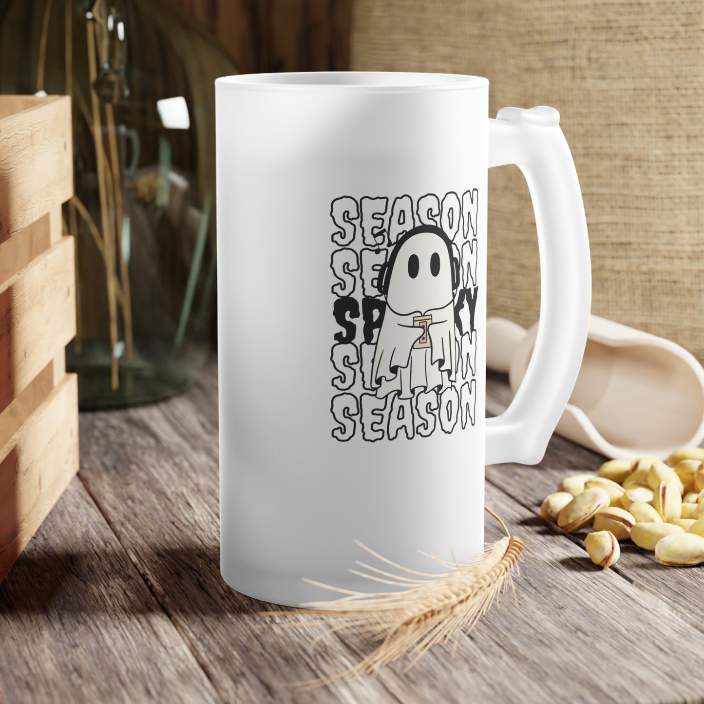 Frosted Glass Beer Mug - Halloween - Little Ghost - 16
