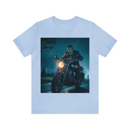 Tee-shirt à manches courtes en jersey unisexe - Halloween Motorcyclist AI - 03