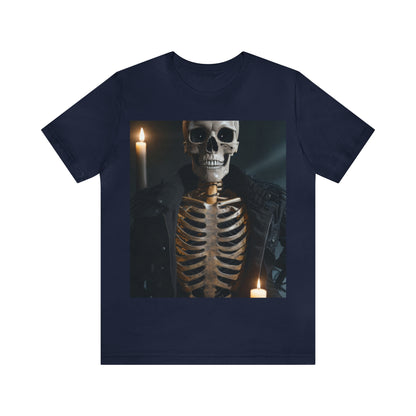Unisex Jersey Short Sleeve Tee - Halloween Skeleton man AI - 03