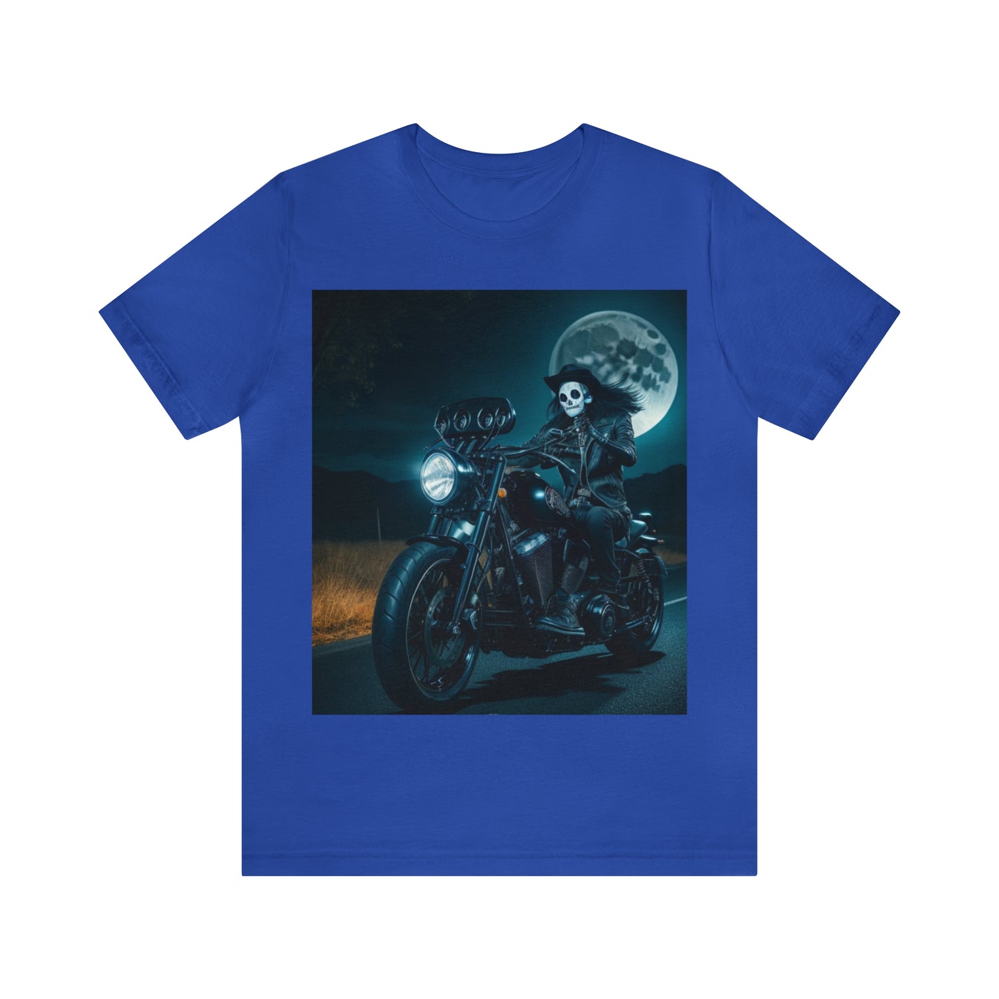 Tee-shirt à manches courtes en jersey unisexe - Halloween Motorcyclist AI - 01