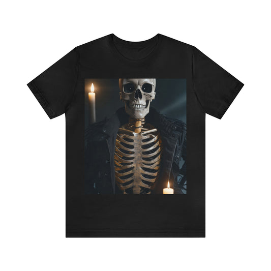 Tee-shirt à manches courtes en jersey unisexe - Halloween Skeleton man AI - 03