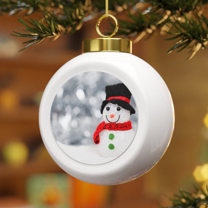 Christmas Ball Ornament - Merry Christmas - Snowman