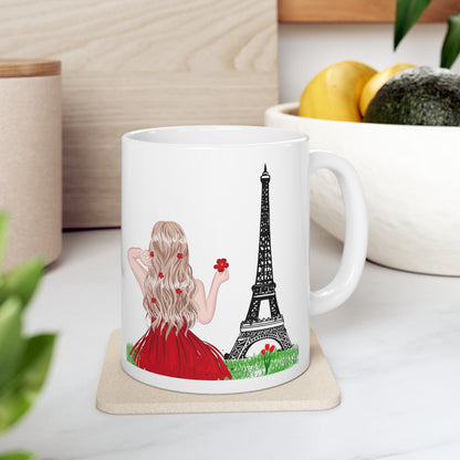 Mug en céramique 11oz - Fille à Paris