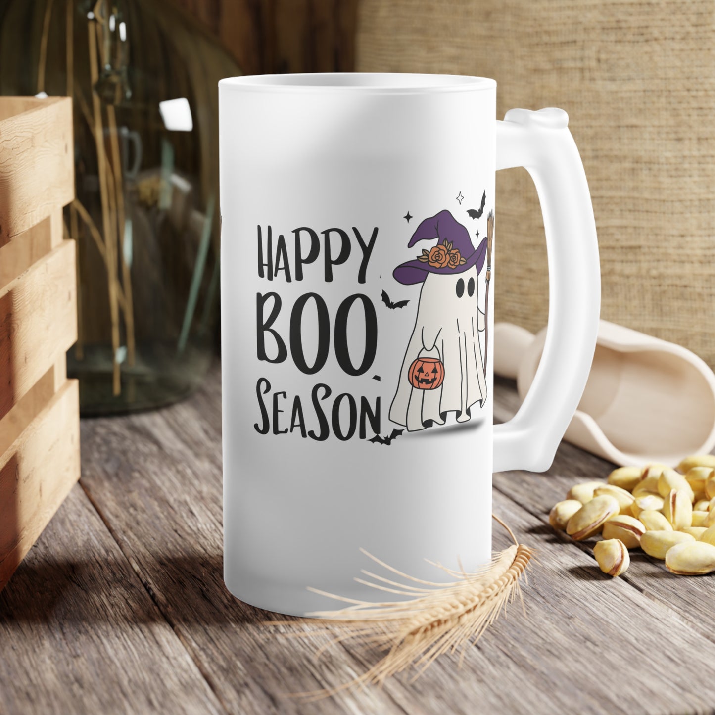 Frosted Glass Beer Mug - Halloween - Little Ghost - 21