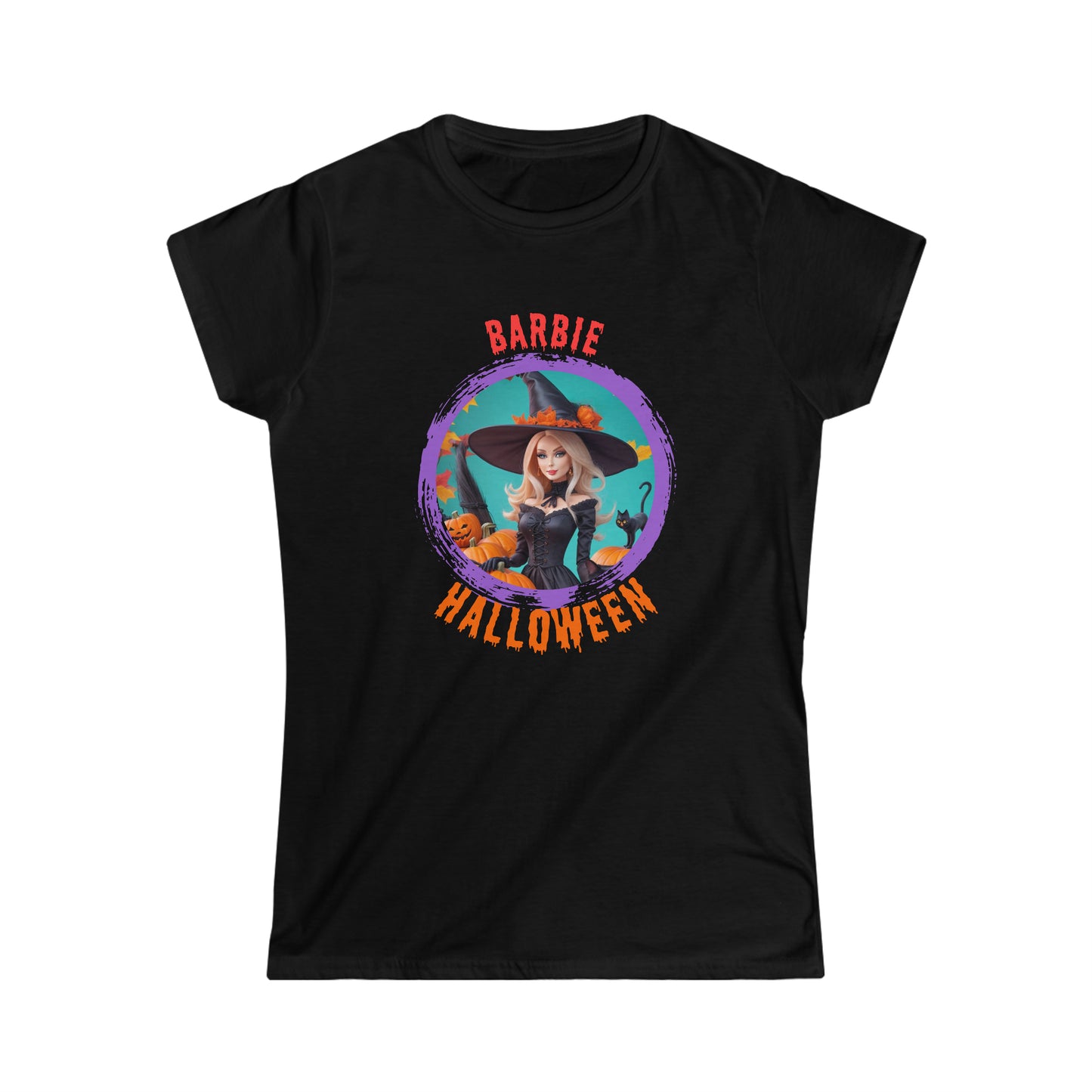 Camiseta Softstyle para mujer - Halloween - Barbie bruja - 02