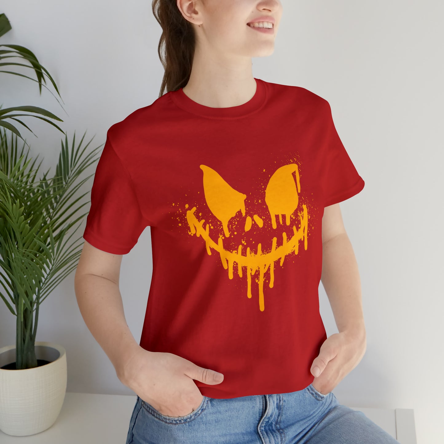 Camiseta de manga corta Unisex Jersey - Cara de terror de Halloween - 03