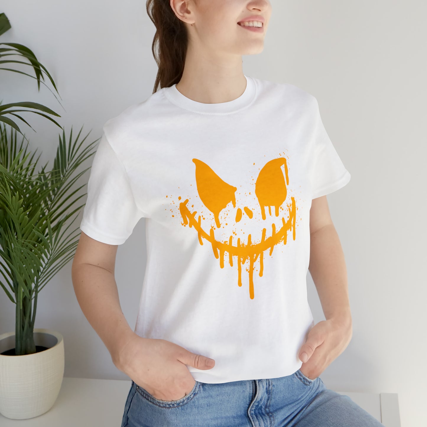 Camiseta de manga corta Unisex Jersey - Cara de terror de Halloween - 03