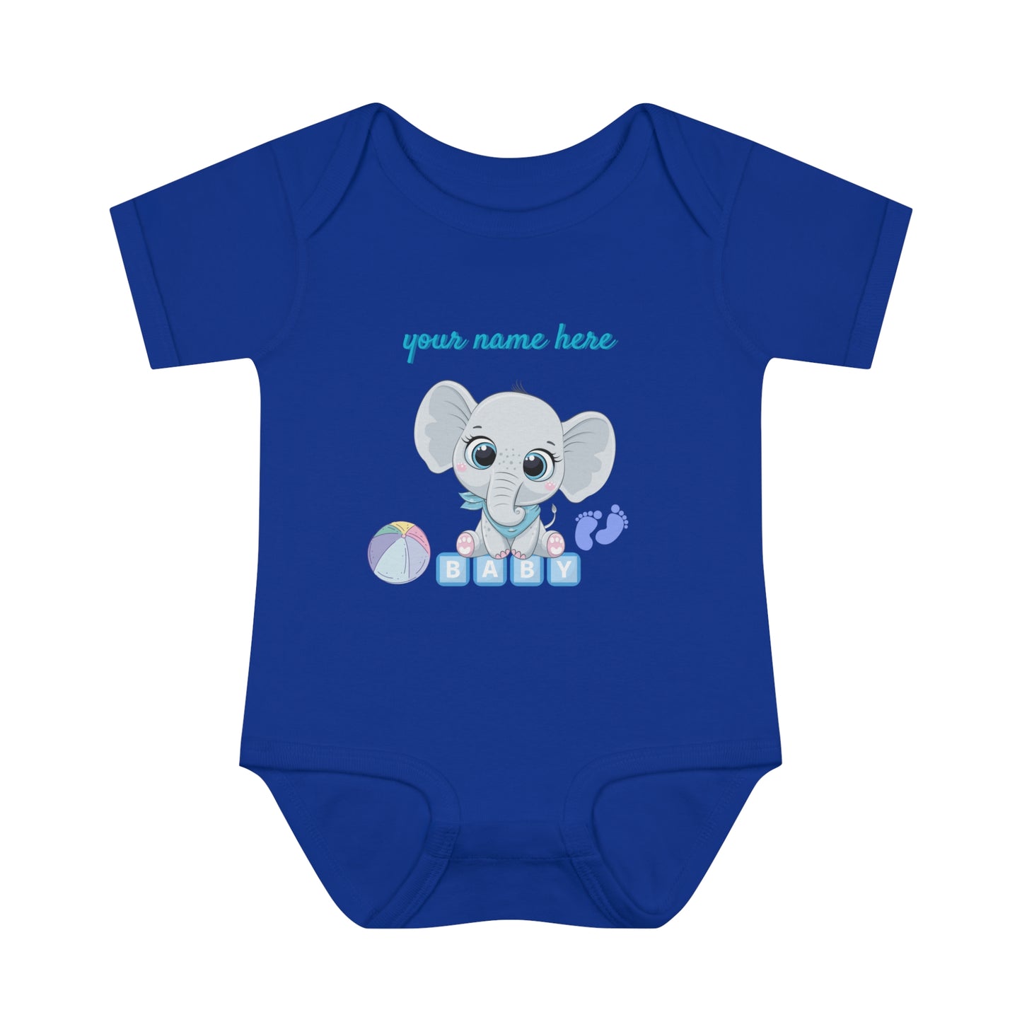 Body de costilla para bebé infantil - Elefante bebé - Personalizado - 01