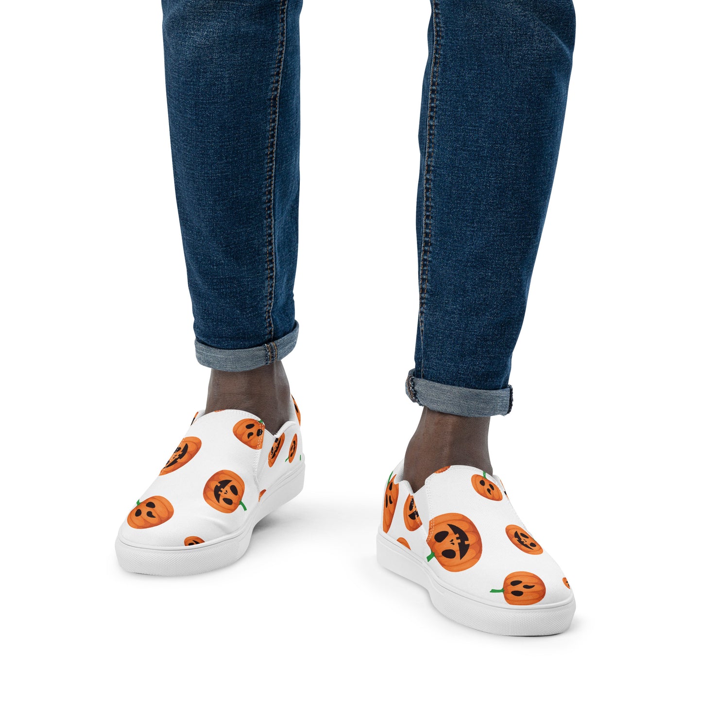 Zapatos de lona sin cordones para hombre - Halloween - Calabazas